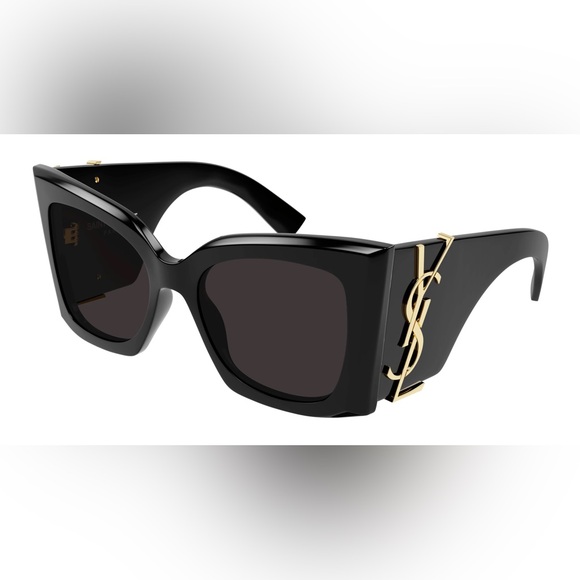 Yves Saint Laurent Accessories - EUC 100% AUTHENTIC YSL Blaze Black With Gold Oversized Women’s Sunglasses